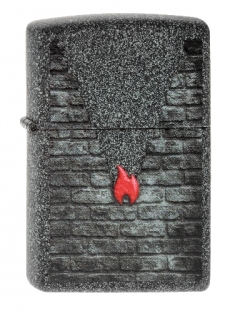 Zippo Grey Brick and Flame